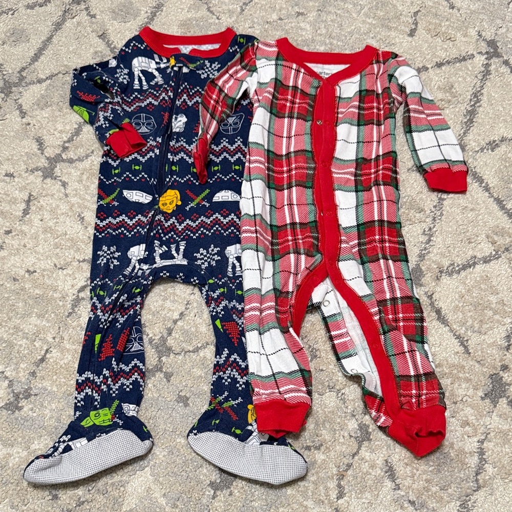 Carter's Festive One Piece Footies - Navy and Red
